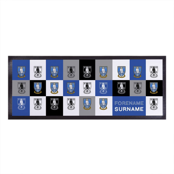 Sheffield Wednesday FC - Chequered Personalised Bar Runner - Officially Licenced