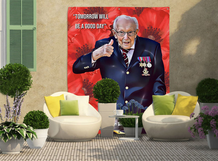 Captain Sir Tom - Poppies - Portrait Garden Banner - 61" x 79"