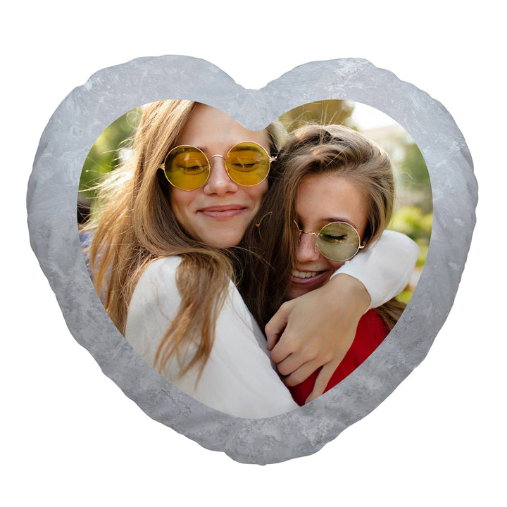 Grey Marble Valentine - Heart Shaped Photo Cushion