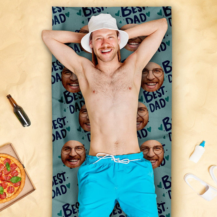 Personalised Beach Towel - Scatter Face - Best Dad