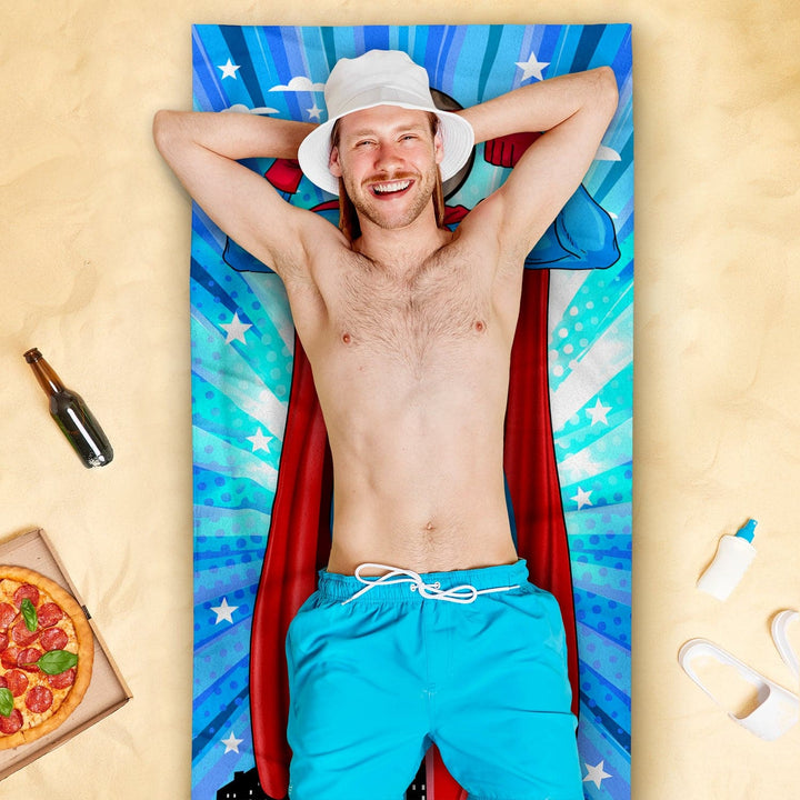 Personalised Beach Towel - Add your face to Superman