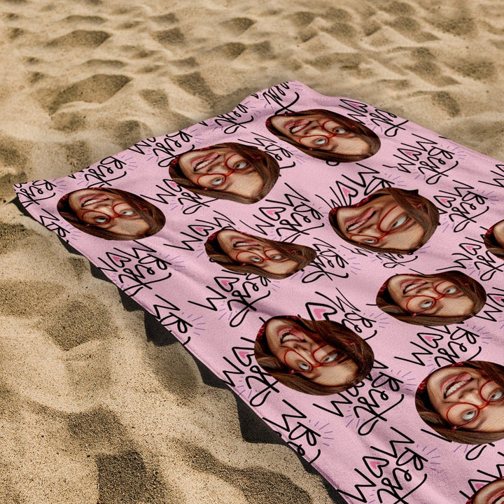 Personalised Beach Towel - Scatter Face - Best Mum