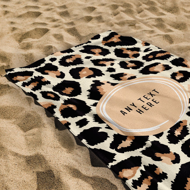 Personalised Beach Towel - Leopard Design