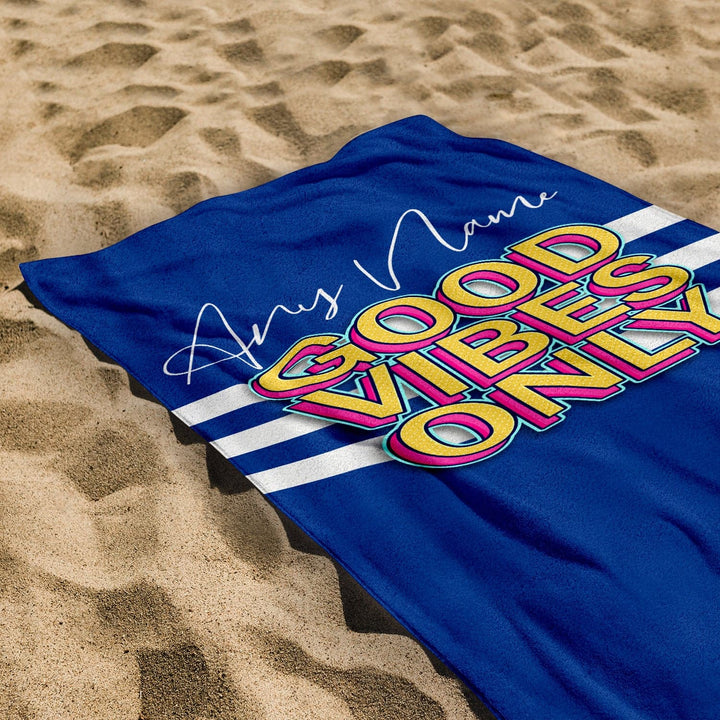 Personalised Beach Towel - Customisable Colour - Good Vibes Only