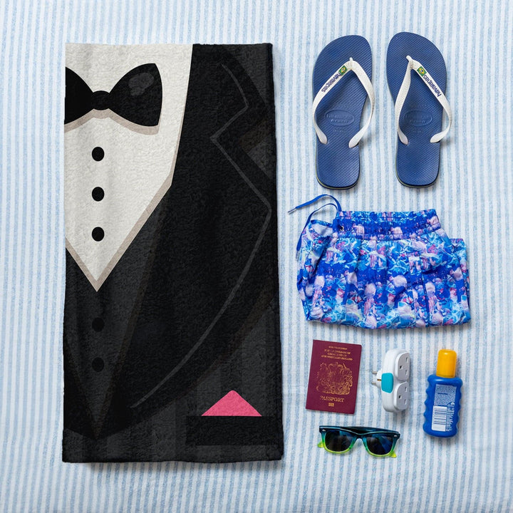 Personalised Beach Towel - Groom Suit