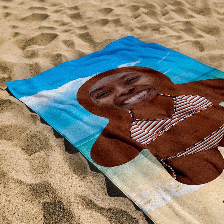 Personalised Beach Towel - Mini Me - Female Beach Babe