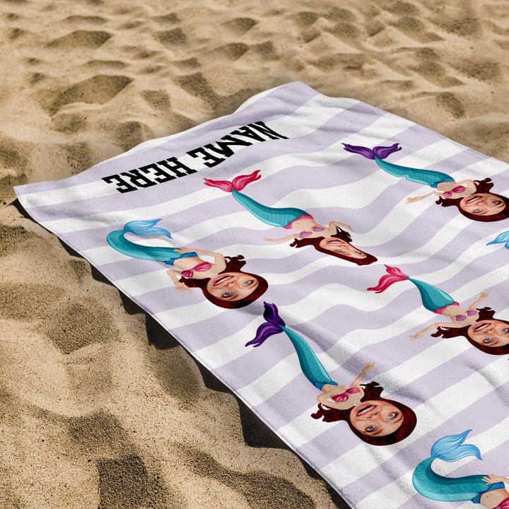 Personalised Beach Towel - Face Scatter - Mermaid