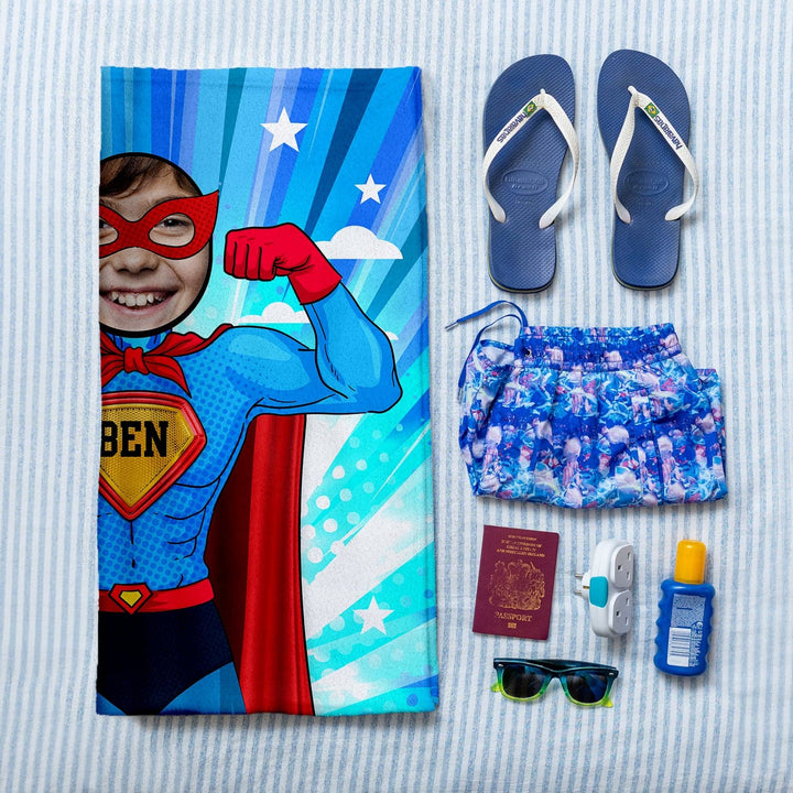 Personalised Beach Towel - Add your face to Superman