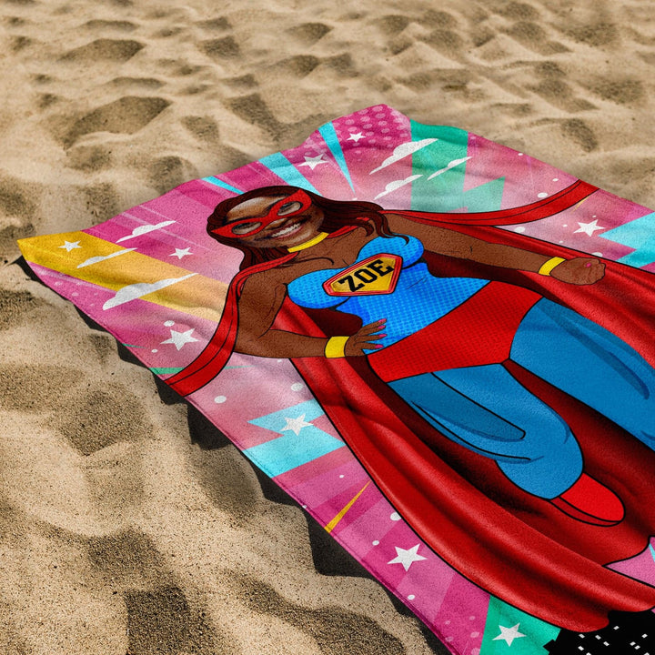 Personalised Beach Towel - Add your face to Superwomen - Two variants