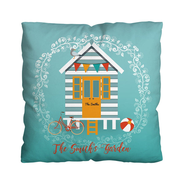 Summer Beach Hut - Showerproof Garden Cushion