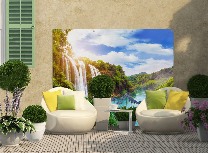 Waterfall - Landscape Garden Banner - 79" x 61"