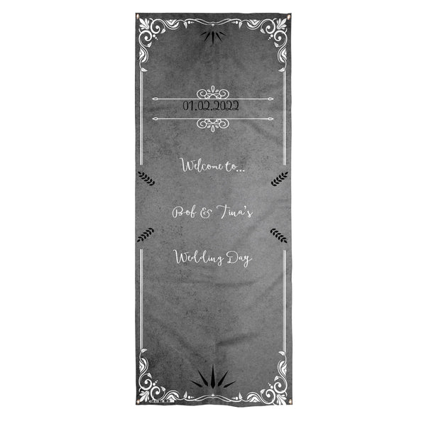 Personalised Text - Swirl Boarder - Wedding Door Banner