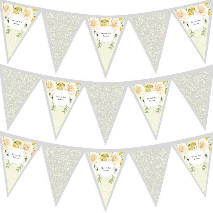 Personalised Yellow Floral - 3m Fabric Photo Bunting