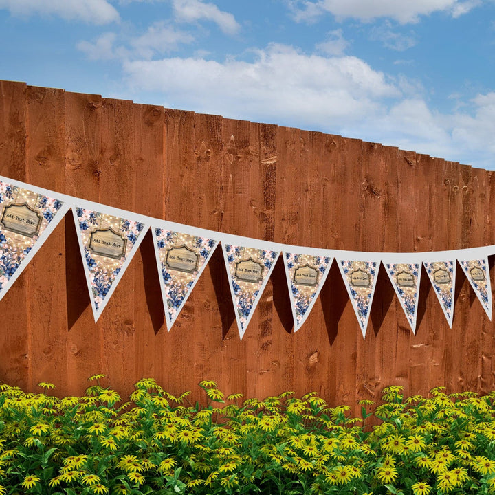 Personalised Floral Fairy Light - Wood Print - 3m Fabric Photo Bunting