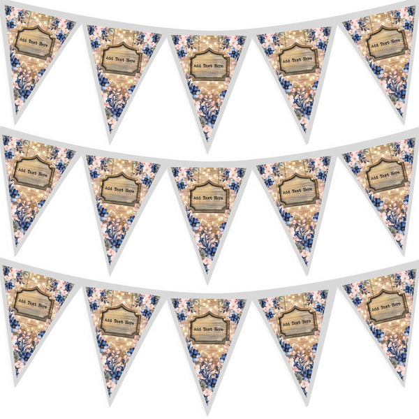 Personalised Floral Fairy Light - Wood Print - 3m Fabric Photo Bunting