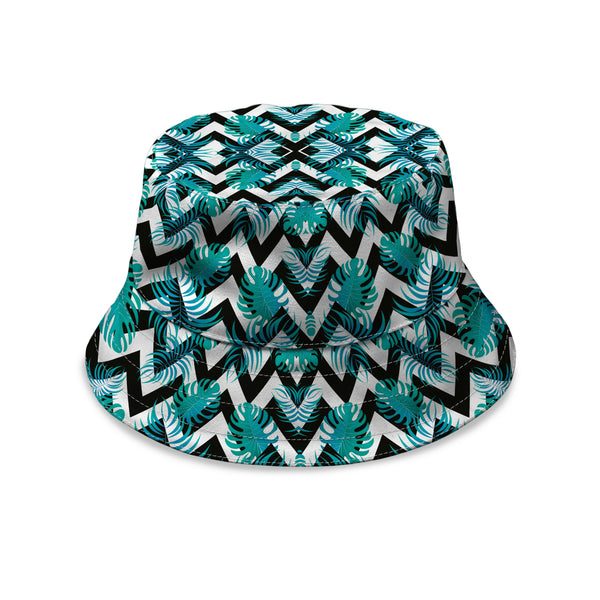 Tropical Leaves Chevrons Custom Bucket Hat