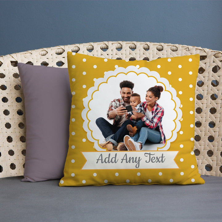 Yellow Polka Dot Photo - 45cm Cushion