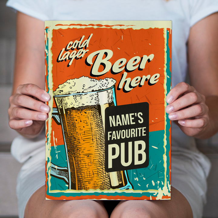 Personalised Cold Lager - A4 Metal Sign Plaque - Frame Options Available