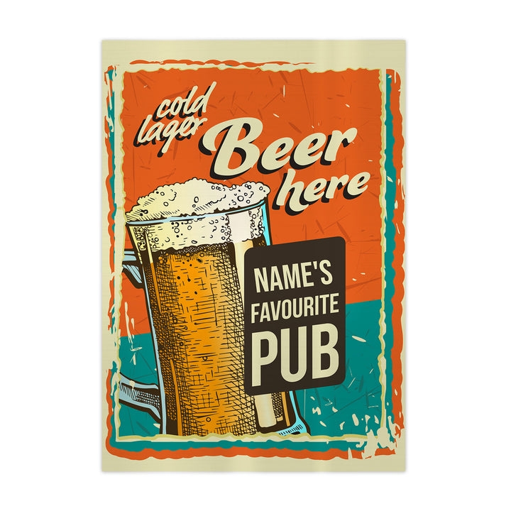 Personalised Cold Lager - A4 Metal Sign Plaque - Frame Options Available