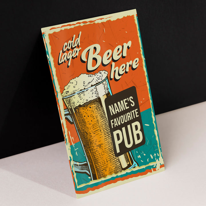 Personalised Cold Lager - A4 Metal Sign Plaque - Frame Options Available