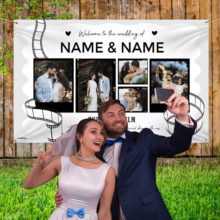 Personalised Fabric Photo Banner 5ft x 3ft - Wedding Film