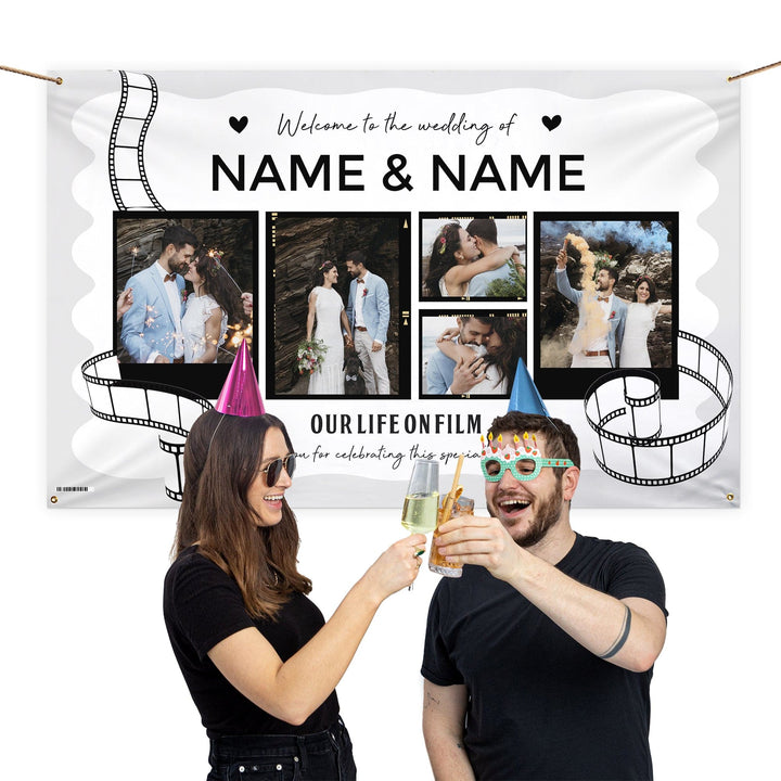 Personalised Fabric Photo Banner 5ft x 3ft - Wedding Film