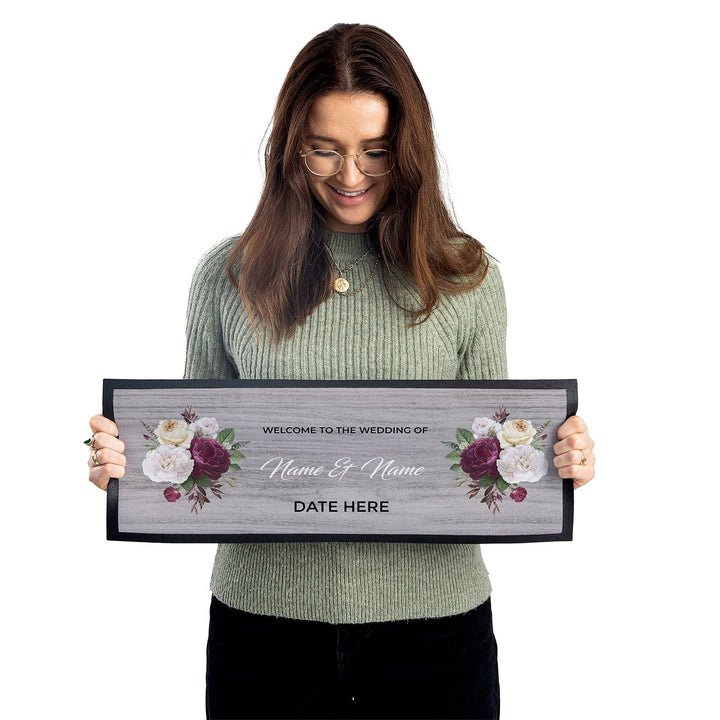 Personalised Bar Runner - Wedding Grey Wood