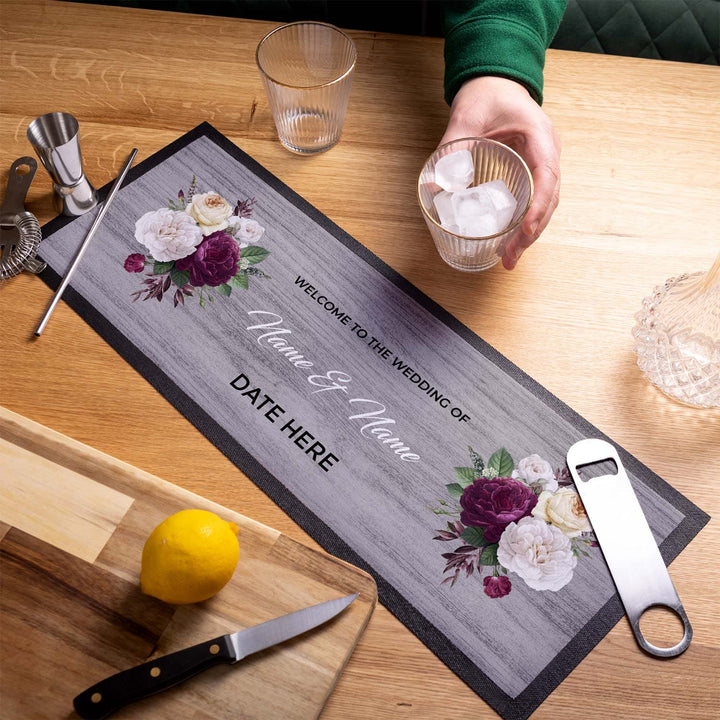 Personalised Bar Runner - Wedding Grey Wood