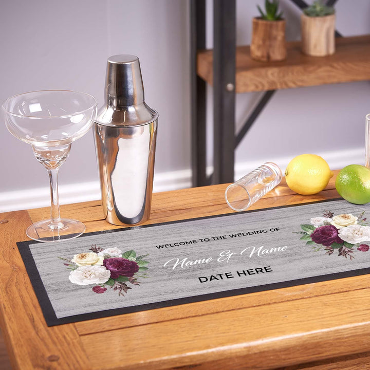 Personalised Bar Runner - Wedding Grey Wood