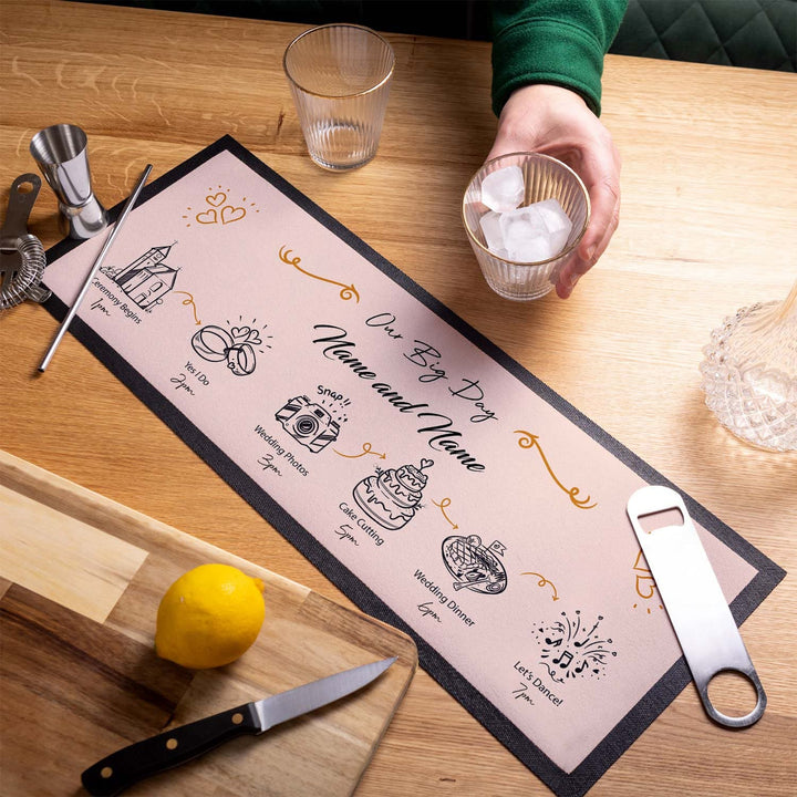 Personalised Bar Runner - Blush Wedding Editable Timeline