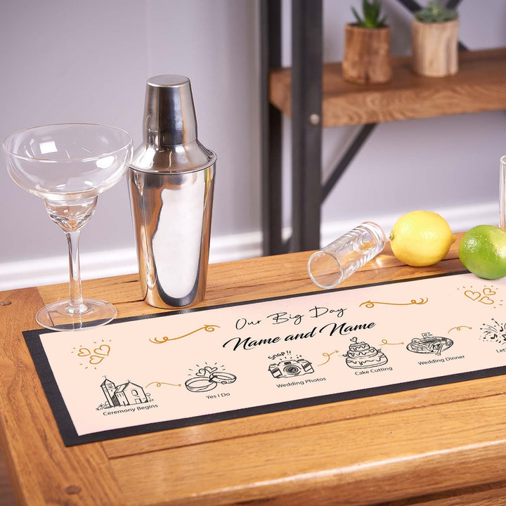 Personalised Bar Runner - Blush Wedding Editable Timeline