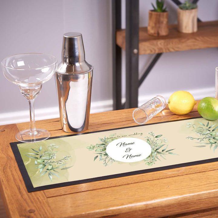 Personalised Bar Runner - Wedding Spring Greens