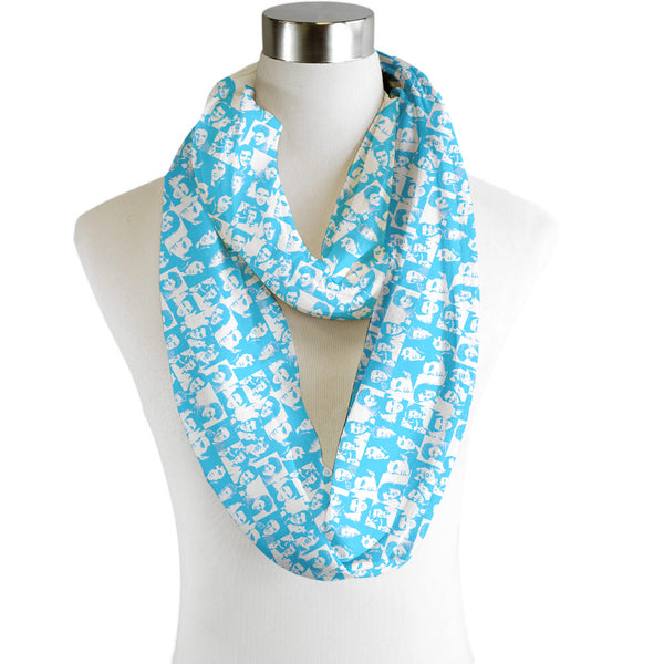 elvis - Blue - Scarf - Infinity  - Chiffon