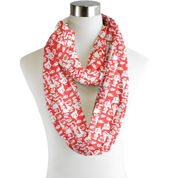 elvis - Red - Scarf - Infinity  - Chiffon