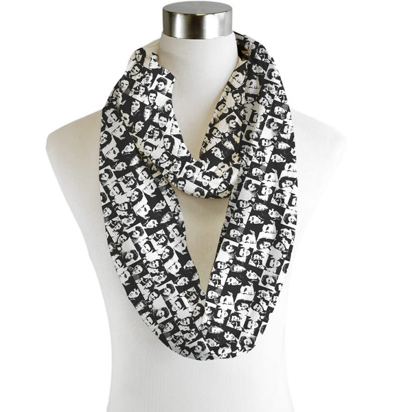 Elvis Popart - Black and White - Scarf - Infinity  - Chiffon