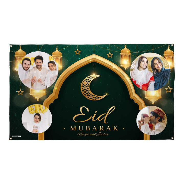 Eid Green Photo Banner - Edit text - 5FT X 3FT