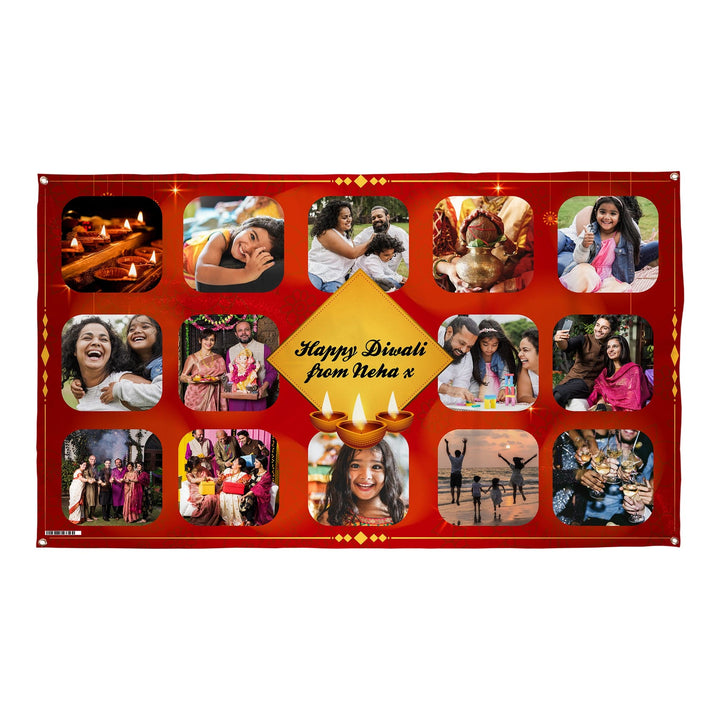 Red Diwali Photo Banner - Edit text - 5FT X 3FT